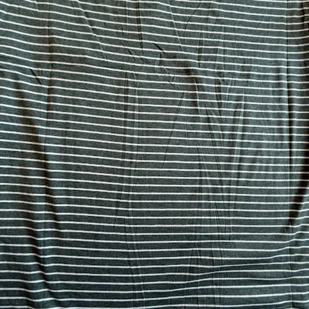 NWT Olive Green Striped Ruffle Sleeve Tee Womens Casual Pocket Top Size M - Picture 13 of 13